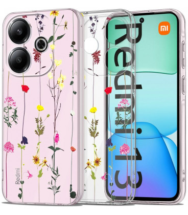 Skaidrus dėklas su gėlėmis Xioami Redmi 13 telefonui "Tech-Protect Flexair Garden Floral"