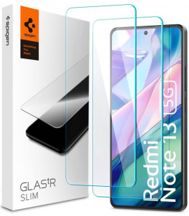 Apsauginis grūdintas stiklas Xiaomi Redmi Note 13 5G telefonui "Spigen Glas.TR Slim 2-Pack"