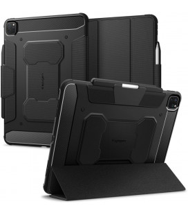 Juodas atverčiamas dėklas Apple iPad Pro 13” 7 / 8 / 2024-2025 planšetei "Spigen Rugged Armor PRO"