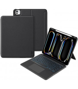 Juodas atverčiamas dėklas + klaviatūra Apple iPad Pro 13” 7 / 8 / 2024-2025 planšetei "Tech-Protect SCmag + Keyboard"