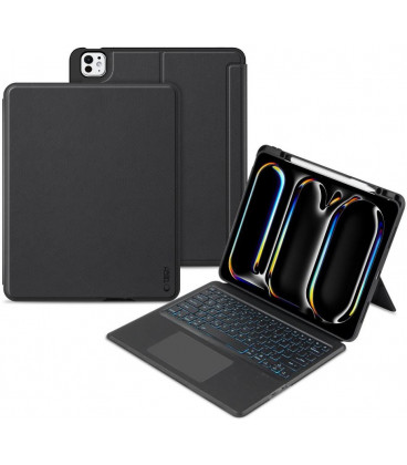 Juodas atverčiamas dėklas + klaviatūra Apple iPad Pro 13” 7 / 8 / 2024-2025 planšetei "Tech-Protect SCmag + Keyboard"
