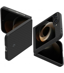 Juodas (Aramid) dėklas Samsung Galaxy Z Flip 6 / 7 FE telefonui "Spigen Airskin"