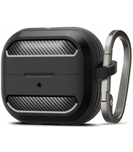 Matinis juodas dėklas Samsung Galaxy Buds 3 / 3 FE / 3 Pro ausinėms "Spigen Rugged Armor"