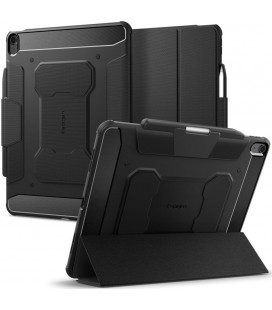 Juodas atverčiamas dėklas Apple iPad Air 13 2024 planšetei "Spigen Rugged Armor PRO"