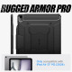 Juodas atverčiamas dėklas Apple iPad Air 13 2024 planšetei "Spigen Rugged Armor PRO"