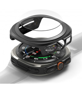 Juodas dėklas + grūdintas stiklas Samsung Galaxy Watch Ultra 2024 / 2025 (47mm) laikrodžiui "Ringke Slim & TG"