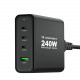 Juodas 240W 3xUSB-C + 1xUSB-A pakrovėjas "Wozinsky WGCSB 240W GaN"