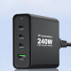 Juodas 240W 3xUSB-C + 1xUSB-A pakrovėjas "Wozinsky WGCSB 240W GaN"