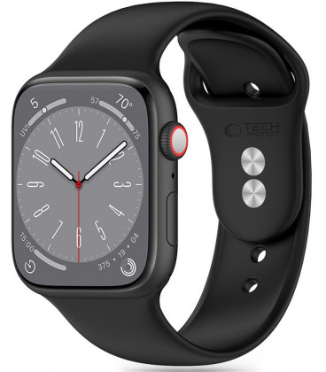 Juoda apyrankė Apple Watch 6 / 7 / 8 / 9 / 10 / SE / Ultra 1 / 2 ( 44 / 45 / 46 / 49 mm) laikrodžiui "Tech-Protect Silicone"