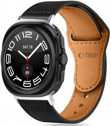 Juoda apyrankė Samsung Galaxy Watch Ultra 2024 / 2025 (47mm) laikrodžiui "Tech-Protect Leatherfit"