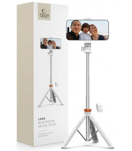 Balta selfie - asmenukių lazka - trikojis "Tech-Protect L03S Wireless Selfie Stick Tripod"