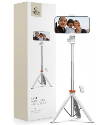 Balta selfie - asmenukių lazka - trikojis "Tech-Protect L03S Wireless Selfie Stick Tripod"