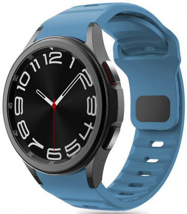 Mėlyna (Montego Blue) apyrankė Samsung Galaxy Watch 4 / 5 / 5 Pro / 6 / 7 / FE laikrodžiui "Tech-Protect Silicone Line"