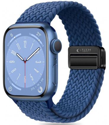 Mėlyna apyrankė Apple Watch 6 / 7 / 8 / 9 / 10 / SE / Ultra 1 / 2 ( 44 / 45 / 46 / 49 mm) laikrodžiui "Tech-Protect Nylonmag"