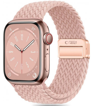 Rožinė apyrankė Apple Watch 8 / 9 / 10 / 11 / SE / ULTRA (44 / 45 / 46 / 49 MM) laikrodžiui "Tech-Protect Nylonmag"