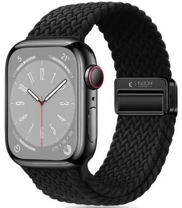 Juoda apyrankė Apple Watch 8 / 9 / 10 / 11 / 12 / SE / Ultra (44 / 45 / 46 / 49 mm) laikrodžiui "Tech-Protect Nylonmag"