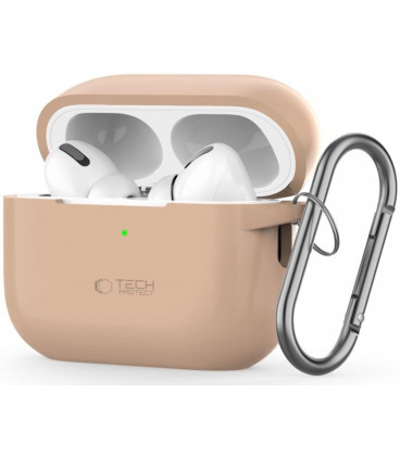 Rudas (Cafe Latte) dėklas Apple Airpods Pro 1 / 2 ausinėms "Tech-Protect Silicone Hook"