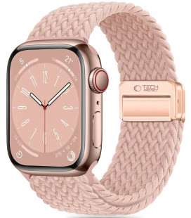 Rožinė apyrankė Apple Watch 8 / 9 / 10 / 11 / 12 / SE (40 / 41 / 42 mm) laikrodžiui "Tech-Protect Nylonmag"