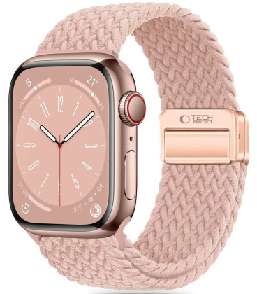 Rožinė apyrankė Apple Watch 8 / 9 / 10 / 11 / 12 / SE (40 / 41 / 42 mm) laikrodžiui "Tech-Protect Nylonmag"