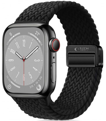 Juoda apyrankė Apple Watch 8 / 9 / 10 / 11 / 12 / SE (40 / 41 / 42 mm) laikrodžiui "Tech-Protect Nylonmag"