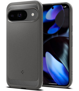 Pilkas dėklas Google Pixel 9 / 9 Pro telefonui "Spigen Rugged Armor"