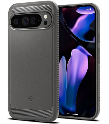 Pilkas dėklas Google Pixel 9 Pro XL telefonui "Spigen Rugged Armor"