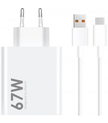 Originalus baltas 67W 1xUSB-A pakrovėjas + USB-C 6A laidas "Xiaomi MDY-14-EW"