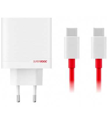 Originalus baltas 80W 1xUSB-A + 1xUSB-C pakrovėjas + USB-C - USB-C laidas "OnePlus SUPERVOOC 80W GaN Dual"