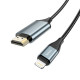 Pilkas HDMI - Lightning 200cm laidas "Hoco UA15"