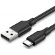 Juodas USB-A - USB-C 3A 100cm laidas "Ugreen US287"