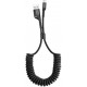 Juodas USB-A - Lightning 2A 100cm laidas "Baseus Fish Eye Spring"