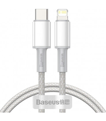 Baltas USB-C - Lightning PD20W 100cm laidas "Baseus High Density Braided"