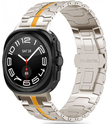 Pilka / oranžinė apyrankė Samsung Galaxy Watch Ultra 2024 / 2025 (47mm) laikrodžiui "Tech-Protect Stainless Line"