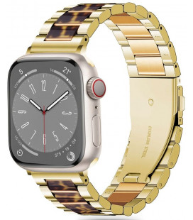 Auksinės spalvos (Leopard) apyrankė Apple Watch 8 / 9 / 10 / 11 / SE (40 / 41 / 42 MM) laikrodžiui "Tech-Protect Modern"