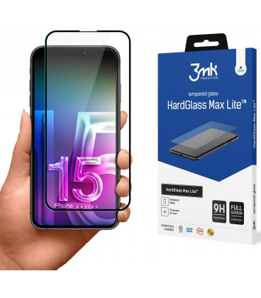 Juodas apsauginis grūdintas stiklas Apple iPhone 15 Pro telefonui "3MK Hard Glass Max Lite"