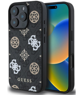 Juodas dėklas Apple iPhone 16 Pro telefonui "Guess PU 4G Peony MagSafe Case"