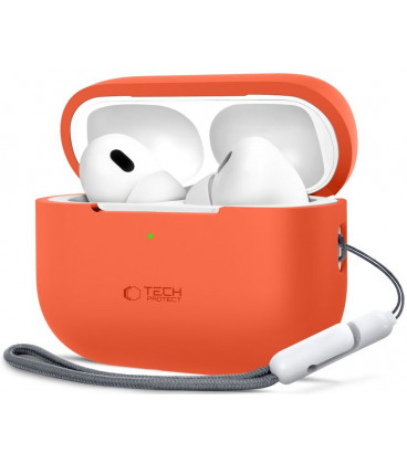 Oranžinis dėklas Apple Airpods Pro 1 / 2 ausinėms "Tech-Protect Silicone"