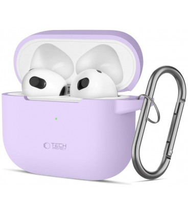 Levandos spalvos dėklas Apple Airpods 3 ausinėms "Tech-Protect Silicone Hook"