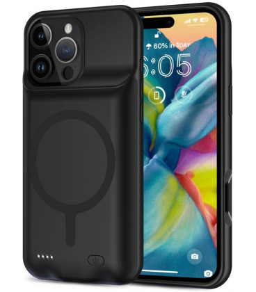 Juodas dėklas su papildoma 8500mAh baterija Apple iPhone 16 Pro Max telefonui "Tech-Protect Powercase MAG"