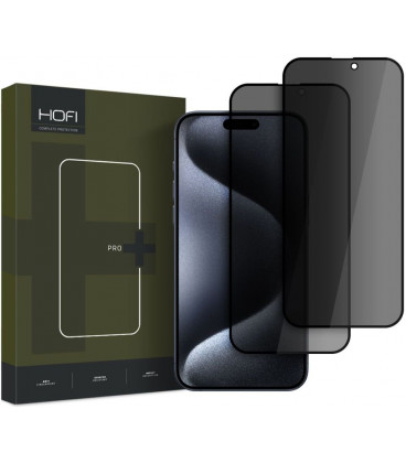 Juodas (Privacy) apsauginis stiklas Apple iPhone 16 Pro / 17 / 17 Pro telefonui "HOFI Glass Pro+ Anti Spy 2-Pack"