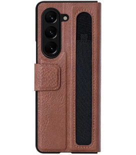 Rudas dėklas Samasung Galaxy Z Fold 5 telefonui "Nillkin Aoge Leather Case"