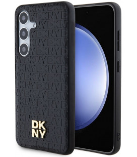 Juodas dėklas Samsung Galaxy S24 Plus telefonui "DKNY PU Leather Repeat Pattern Stack Logo Magsafe Case"