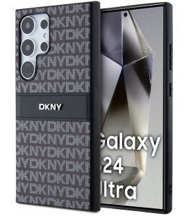 Juodas dėklas Samsung Galaxy S24 Ultra telefonui "DKNY PC/TPU Repeat Pattern Tonal Stripe Case"