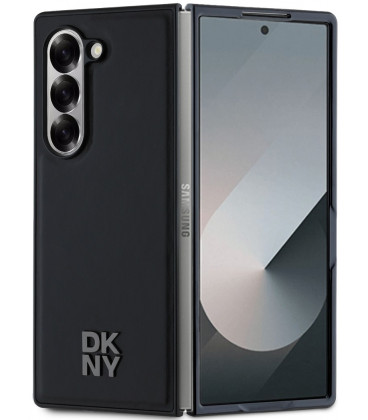 Juodas dėklas Samsung Galaxy Z Fold 6 telefonui "DKNY PU Leather Stack Logo MagSafe Case"