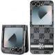 Juodas dėklas Samsung Galaxy Z Flip 6 / 7 FE telefonui "DKNY PU Leather Checkered Pattern and Stripe Case"