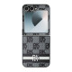 Juodas dėklas Samsung Galaxy Z Flip 6 telefonui "DKNY PU Leather Checkered Pattern and Stripe Case"