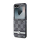 Juodas dėklas Samsung Galaxy Z Flip 6 / 7 FE telefonui "DKNY PU Leather Checkered Pattern and Stripe Case"