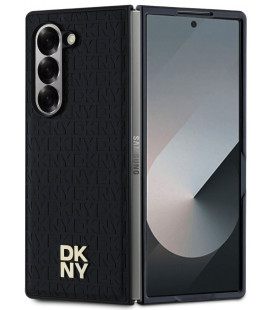 Juodas dėklas Samsung Galaxy Z Fold 6 telefonui "DKNY PU Leather Repeat Pattern Stack Logo MagSafe Case"