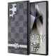 Juodas dėklas Samsung Galaxy S24 Ultra telefonui "DKNY PU Leather Checkered Pattern and Stripe Case"