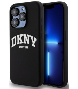 Juodas dėklas Apple iPhone 15 Pro telefonui "DKNY Liquid Silicone Arch Logo MagSafe Case"